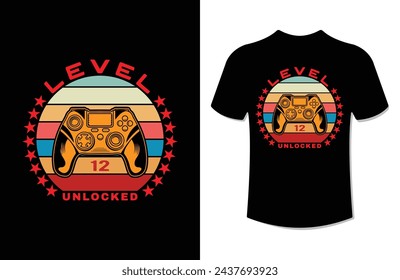 level unlocked gaming t-shirt Design vector.Custom typography graphic gaming T-shirt Design shirt rendy for prints, Poster.