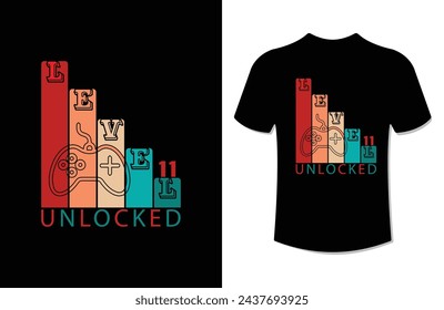 level unlocked gaming t-shirt Design vector.Custom typography graphic gaming T-shirt Design shirt rendy for prints, Poster.