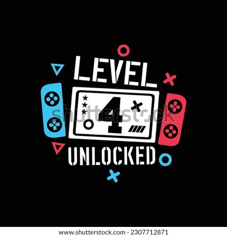 Level Unlocked Gaming T-Shirt Design template.