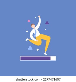 level up. ambition to improve abilities and get promoted. progress or process from start to finish or success. an ambitious businessman. efforts to increase skills, income, profits. illustration