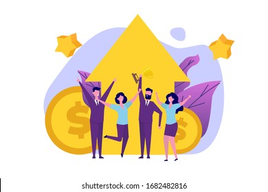 Level UP, Business success skill development concept. Vector illustration.