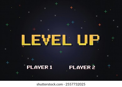 LEVEL UP. INSERT A COIN TO CONTINUE. pixel art. 8 bit game. retro game. for game assets in vector illustrations.