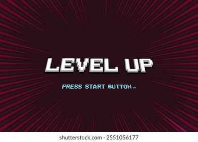 LEVEL UP. pixel art .8 bit game. retro video game. for game assets in vector illustrations.