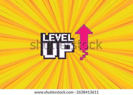 Level up. pixel art .8 bit game. retro game. for game assets in vector illustrations.