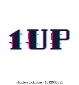 Level Up, Retro 8-Bit Game Design Text Vektorgrafik Hintergrund