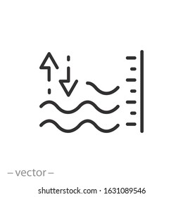 level water or liquid icon, measurement volume, thin line web symbol on white background - editable stroke vector illustration eps10