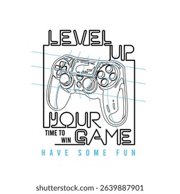Level Up Your Game Time To Win Game Pad vector illustration