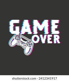 Level up your wardrobe with our 'Game Over' gaming t-shirt. Our bold design, comfortable fit and retro vibes make this shirt a winning choice for any gamer. 