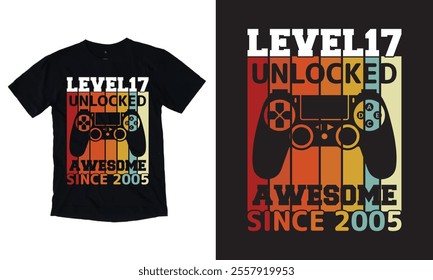 Level17 Unlockend Awesome Since 2005 T-shirt Design