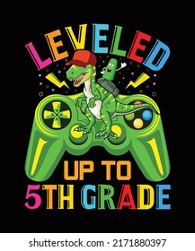 Leveled up to fifth grade t shirt design