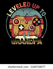 Leveled up to Grandpa Shirt Baby Announcement Gamer Grandparents T-shirt design