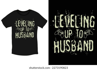 Leveling up to husband cool creative gaming t-shirt