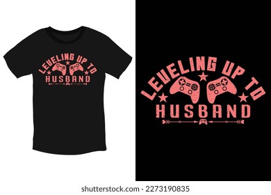 Leveling up to husband creative gaming t-shirt