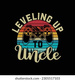 Leveling up to uncle 2023 funny video gamer vintage men