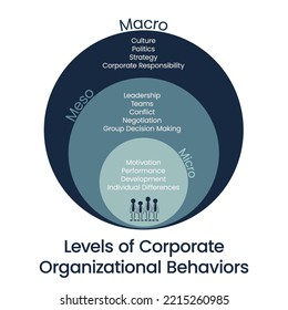 Levels of Corporate Organizational Behaviors vector illustration graphic