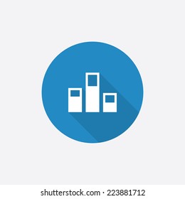 levels Flat Blue Simple Icon with long shadow, isolated on white background  