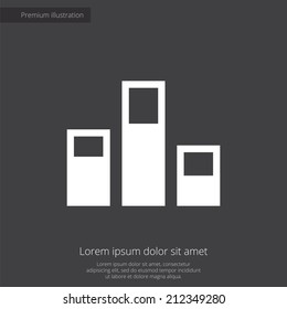 levels premium illustration icon, isolated, white on dark background, with text elements 