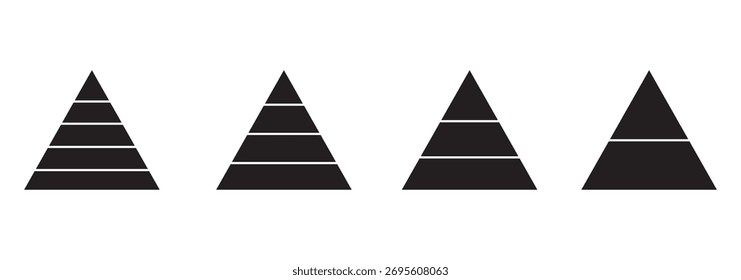 Níveis do ícone de pirâmide triangular. Diagrama de camada maslow. Gráfico de pirâmide triangular. projetado para apresentações comerciais, gráficos, materiais educacionais. ilustração vetorial. 