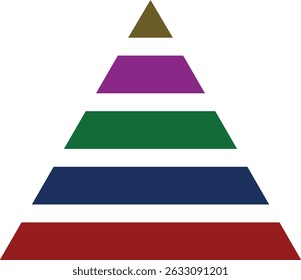 Níveis do ícone de pirâmide triangular. Gráfico de pirâmide triangular. Diagrama de camada maslow. Infográfico de nível de desenvolvimento. Gráfico de negócios. Ilustração vetorial isolada no plano de fundo transparente.