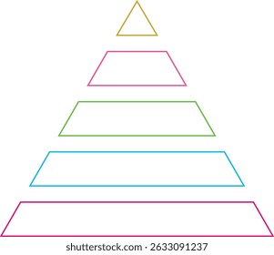 Níveis do ícone de pirâmide triangular. Gráfico de pirâmide triangular. Diagrama de camada maslow. Infográfico de nível de desenvolvimento. Gráfico de negócios. Ilustração vetorial isolada no plano de fundo transparente.