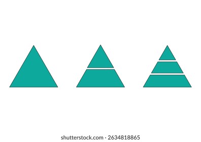 Levels of triangular pyramid. Pyramid infographic template icon. levels with colors for business concept. vector illustration on white background. Eps file 86.