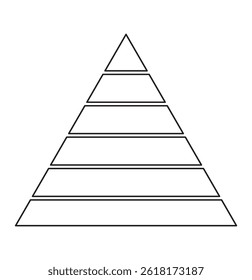 Levels of triangular pyramid. Triangle pyramid chart. Maslow layer diagram. Development level infographic. Business graph.