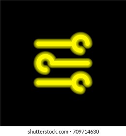 Levels yellow glowing neon ui ux icon. Glowing sign logo vector