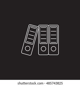 Lever Arch Binders thin line icon, paper folders outline vector logo illustration, linear pictogram isolated on black