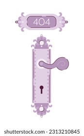 Lever door handle vector empty state illustration. Editable 404 not found for UX, UI design. Open door. Pull handle isolated flat cartoon object on white. Error flash message for website, app