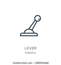 Lever icon. Thin linear lever outline icon isolated on white background from industry collection. Line vector sign, symbol for web and mobile