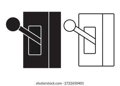 Icono de palanca, Vector. Ilustración vectorial de la manija de la puerta. Silueta del icono de la palanca de contorno, palanca del brazo, símbolo del icono de la palanca de control. Ilustración vectorial.