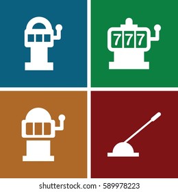 lever icons set. Set of 4 lever filled icons such as Slot machine, arm lever