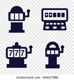 Lever icons set. set of 4 lever filled icons such as slot machine