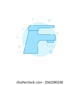Lever mixer vector icon. Plumbing flat illustration. Filled line style. Blue monochrome design. Editable stroke. Adjust line weight.