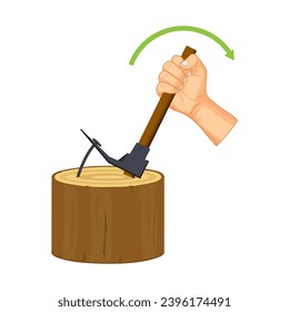 Lever. Sample Hammer. Leverage illustration consisting of load, effort resistance fulcrum distance arm parts. Simple machines. Example With direction arrows of power and load. Physics lesson vector