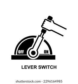 Lever switch icon. Hand holding lever switch on and off isolated on background vector illustration.