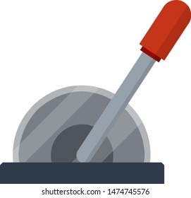 Lever to switch mechanism. maximum position. Increased speed. Technical device. Element of machine. Cartoon flat illustration