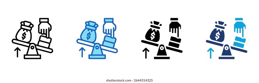 Icono de balance de apalancamiento Ilustración vectorial de estilo múltiple