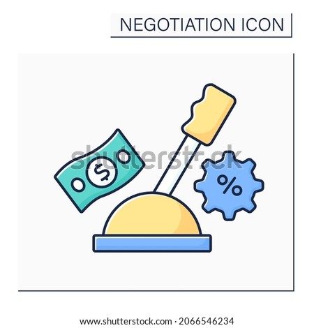 Leverage color icon. Power of one side of negotiation. Influence for accept proposals. Negotiation concept. Isolated vector illustration