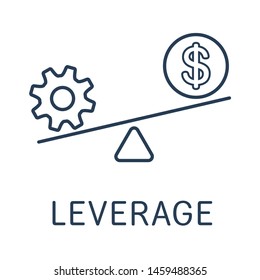  Leverage At Dollar. Financial Technology. Vector Linear Icon, On White Background.