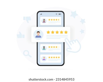 Leverage user reviews for better business growth. Enhance customer satisfaction and user reviews with feedback and ratings. Customer experience vector illustration concept