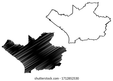 Leverkusen City (Federal Republic of Germany, North Rhine-Westphalia) map vector illustration, scribble sketch City of Leverkusen map