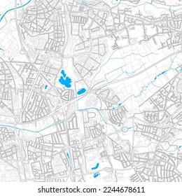 Leverkusen, North Rhine-Westphalia, Germany high resolution vector map with editable paths. Bright outlines for main roads. Use it for any printed and digital background. 