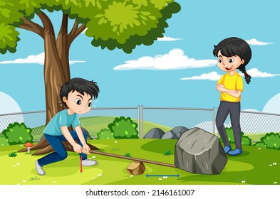 Levers simple machine science experiment illustration