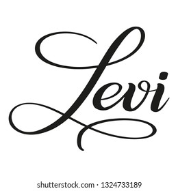 Levi. Calligraphic spelling of the name for greeting or invitation cards, business cards. Copperplate style. Vector.