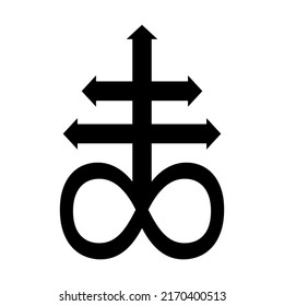 Leviathan cross, the alchemical symbol of sulfur or satanism. T-shirt print for Horror or Halloween. Trend illustration isolated on white background. Vector EPS 10. 