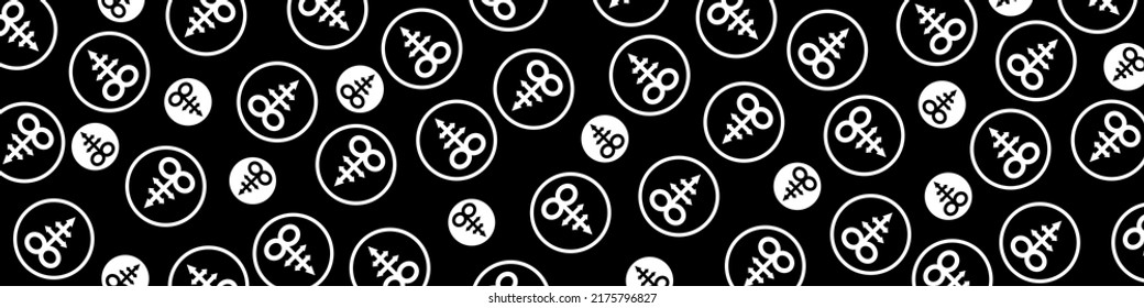 Leviathan cross, the alchemical symbol of sulfur or satanism. Background for Horror or Halloween. Trend Goth illustration on black background. Vector EPS 10.