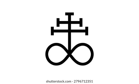 Leviathan cross symbol, black isolated vector silhouette