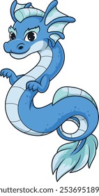 The leviathan depicted as a blue dragon serpent vector illustration