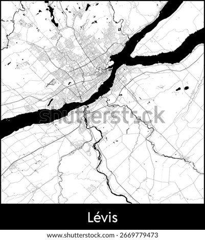 Levis city map, Canada - Topographic vector map poster